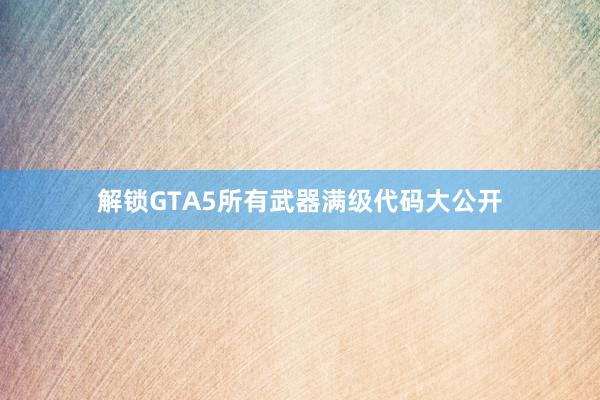 解锁GTA5所有武器满级代码大公开